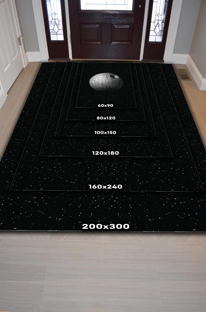 Death Star Star Wars Desenli Halı Siyah Renkli Halı Star Wars Film Sever Halısı Modern Halı