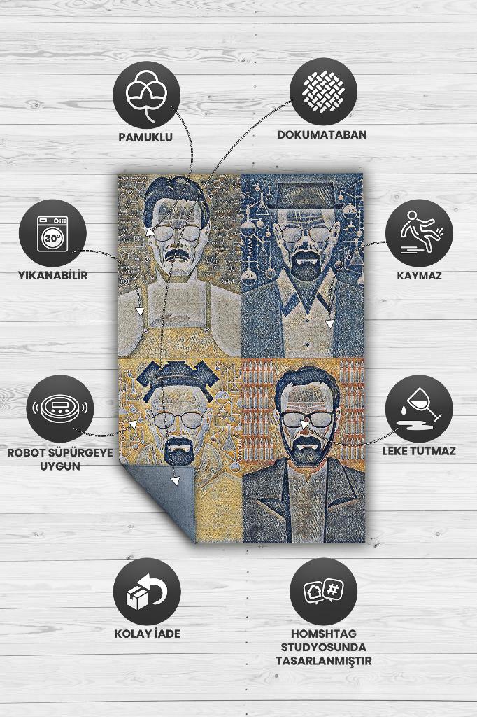 Dönüşüm Film Desenli Halı Breaking Bad Film Halısı Renkli Dokulu Film Serisi Halı