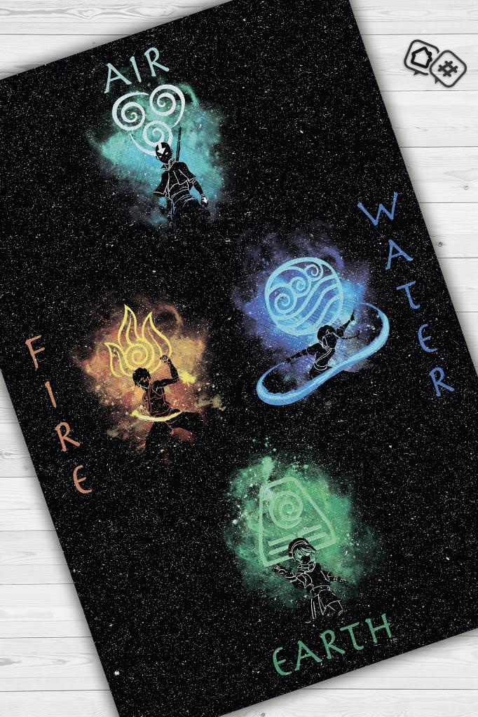 Dört Element Siyah Zeminli Halı Modern Anime Halısı Neon Fiğürlü Anime Sever Hediyelik Halı