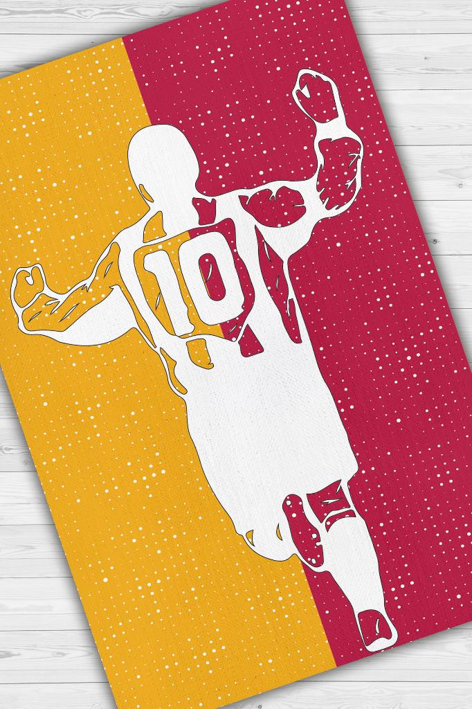 Efsane 10 Sarı Kırmızı Renkli Futbol Halısı Galatasaray Severlere Tasarım Hediyelik Halı