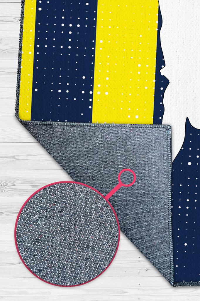 Efsane 10 Sarı Lacivert Renkli Futbol Halısı Fenerbahçe Severlere Tasarım Hediyelik Halı