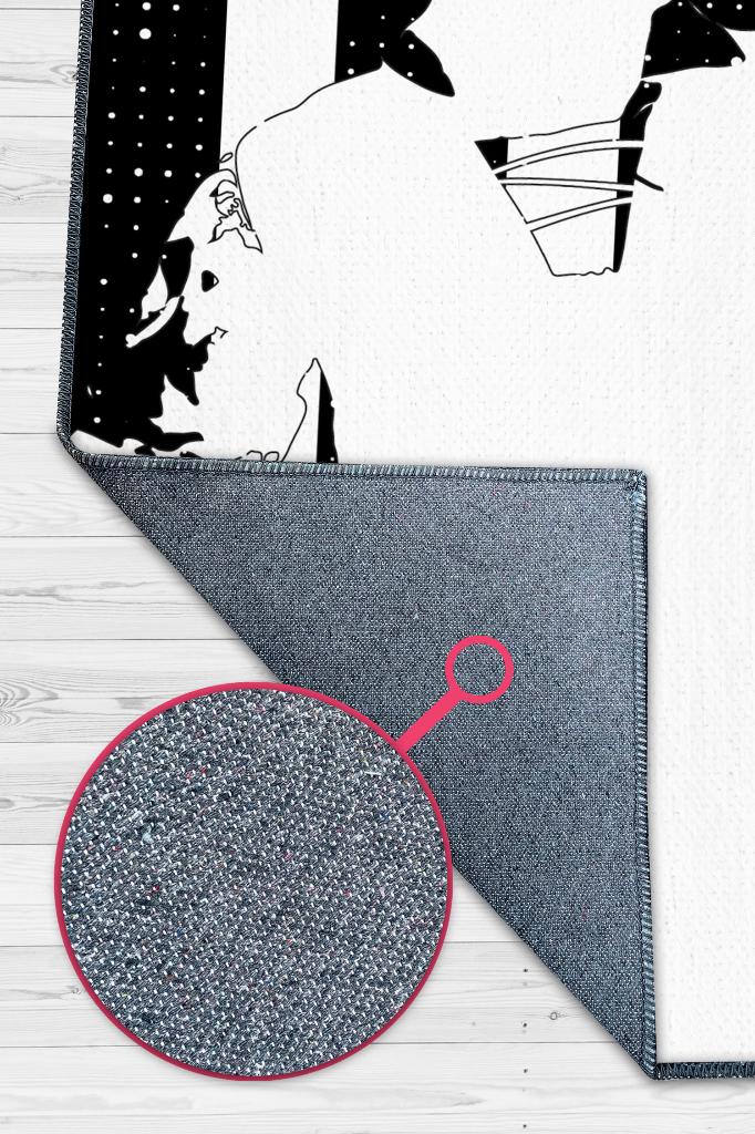 Efsane 10 Siyah Beyaz Renkli Futbol Halısı Beşiktaş Severlere Tasarım Hediyelik Halı