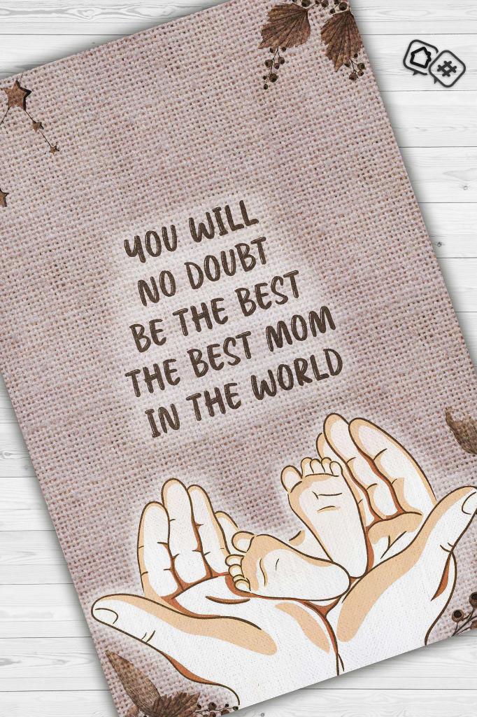 En İyi Anne Bej Renkli Minimal Halı Dijital Baskı Salon Halısı Tasarım Anneye Özel Halı