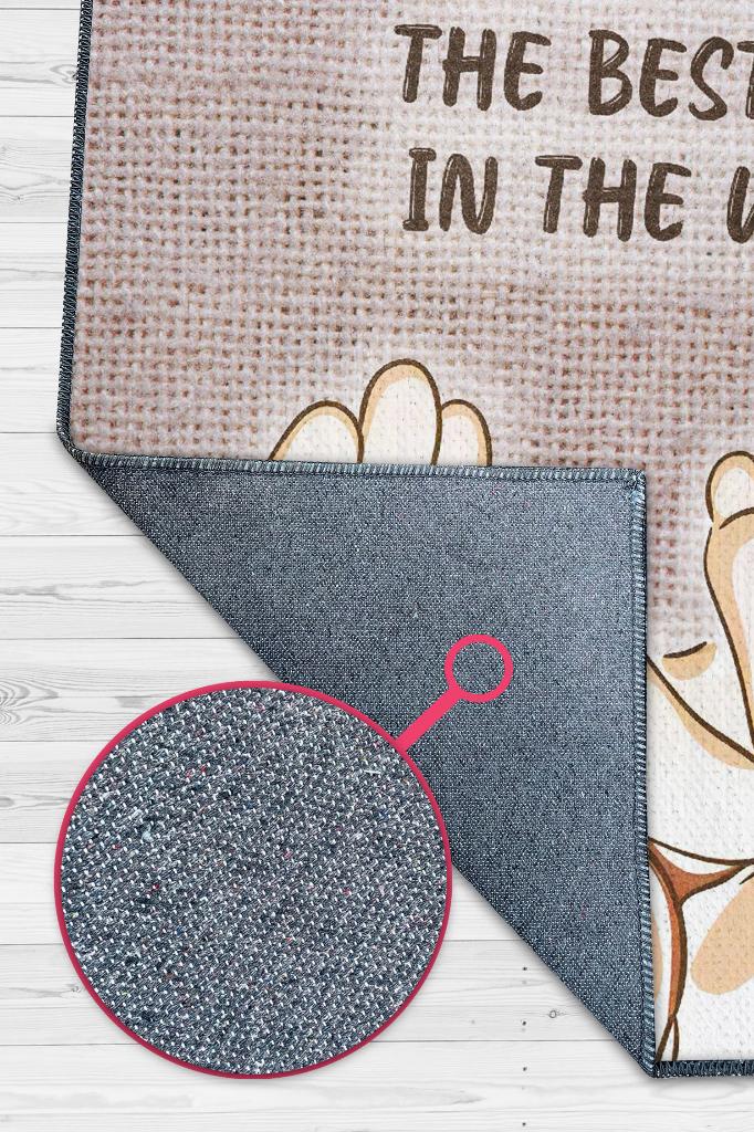 En İyi Anne Bej Renkli Minimal Halı Dijital Baskı Salon Halısı Tasarım Anneye Özel Halı