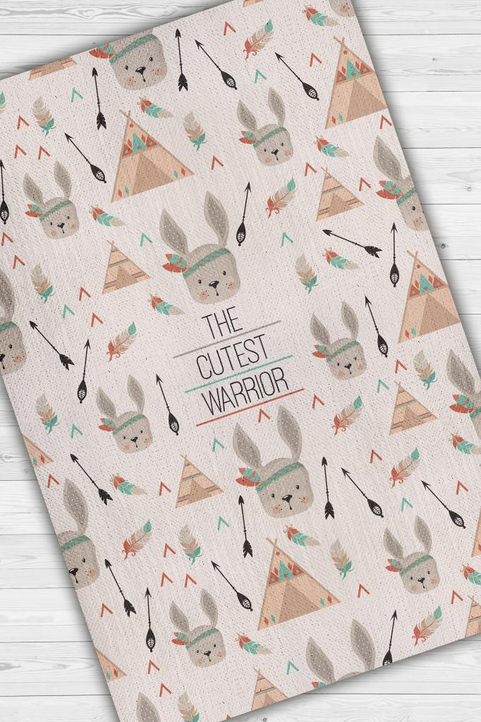 En Tatlı Savaşçı Bej Kahve Renkli Çocuk Odası Halısı Minimal Çocuk Halısı Bebek Temalı Halı