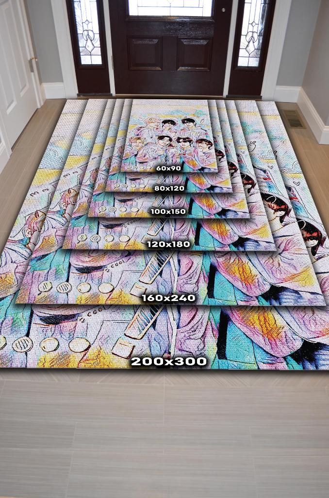 Enhypen Çok Renkli Genç Kız Odası Halısı Modern Dokuma Halı Kpop Sever Müzik Halısı