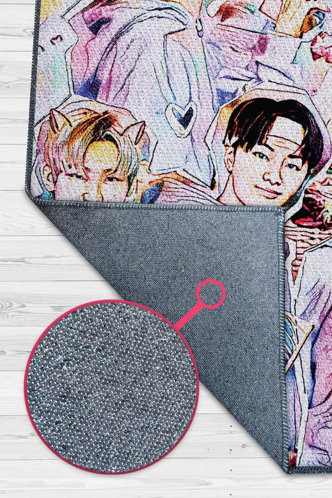 Enhypen Çok Renkli Genç Kız Odası Halısı Modern Dokuma Halı Kpop Sever Müzik Halısı