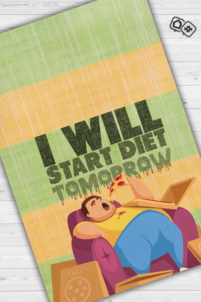 Erteleme Diyete Başlıyorum Renkli Diyetisyen Halısı Diyetisyen Temalı Ofise Hediye Halı