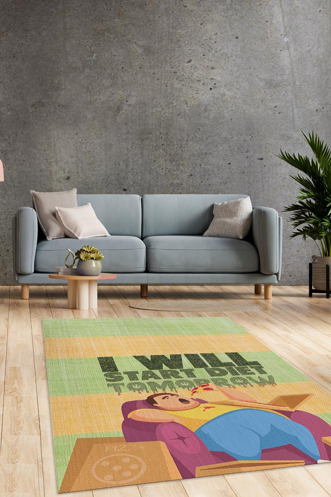 Erteleme Diyete Başlıyorum Renkli Diyetisyen Halısı Diyetisyen Temalı Ofise Hediye Halı