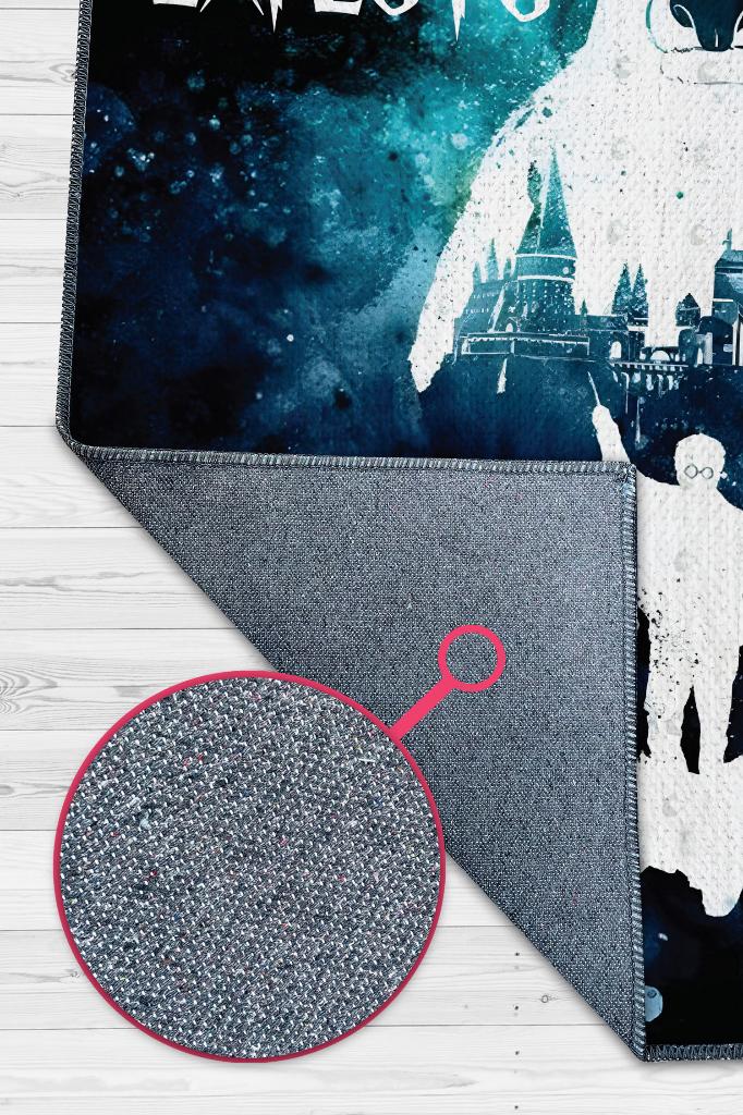 Expecto Mavi Beyaz Renkli Harry Potter Halısı Çocuk Odası Halısı Bohem Tarzlı Film Halısı