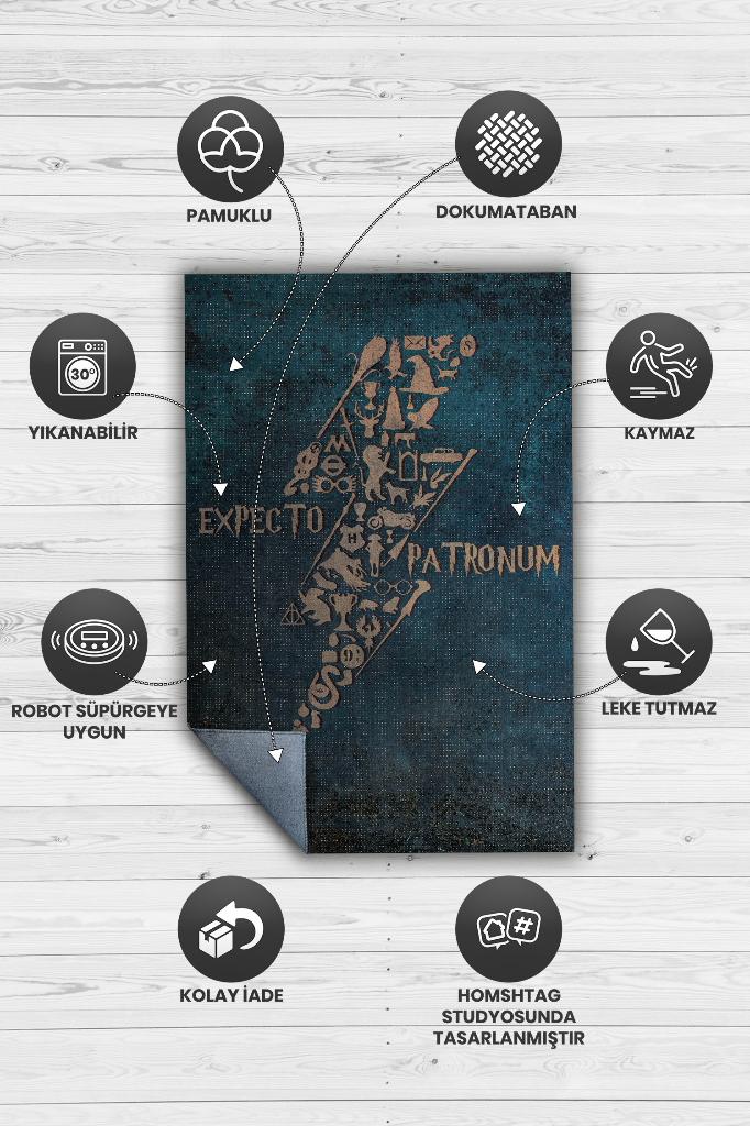 Expecto Patronum Renkli Harry Potter Halısı Çocuk Odası Halısı Çok Renkli Bohem Tarz Halı