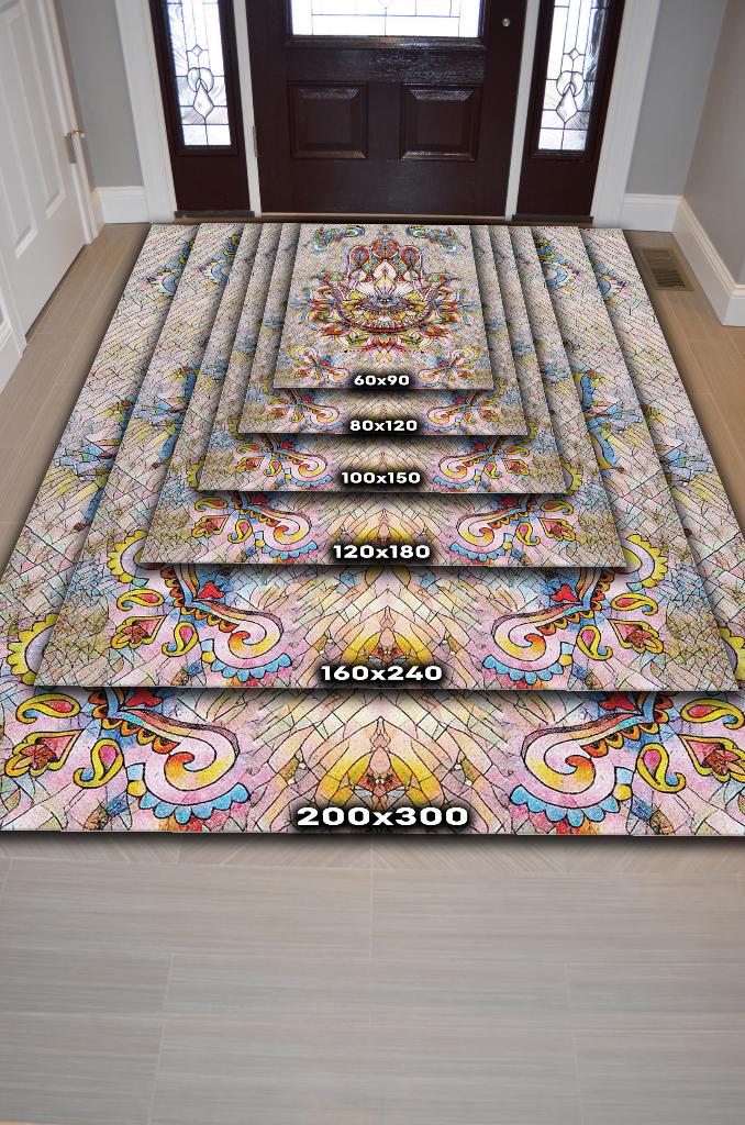 Fatmanın Eli Minimal Salon Halısı Etnik Desenli Halı Çok Renkli Oturma Odası Halısı