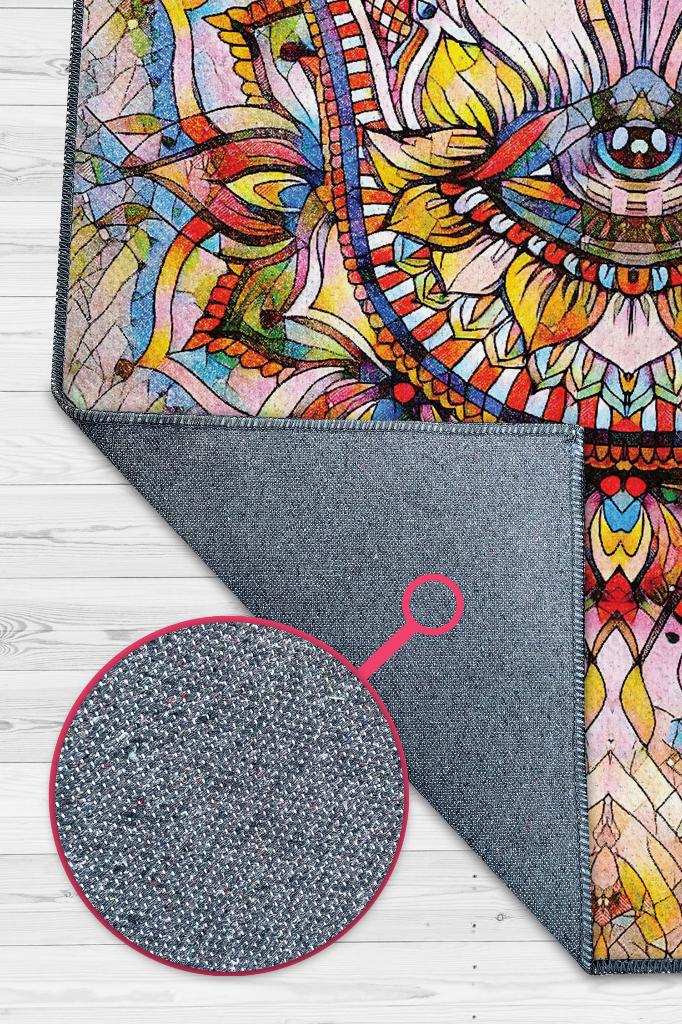 Fatmanın Eli Minimal Salon Halısı Etnik Desenli Halı Çok Renkli Oturma Odası Halısı