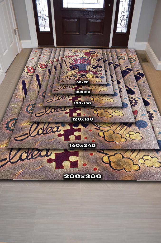 Fikir Dünyası Renkli Halı Modern Özel Tasarım Ofis Halısı Dijital Baskı Çok Renkli Home Office Halı