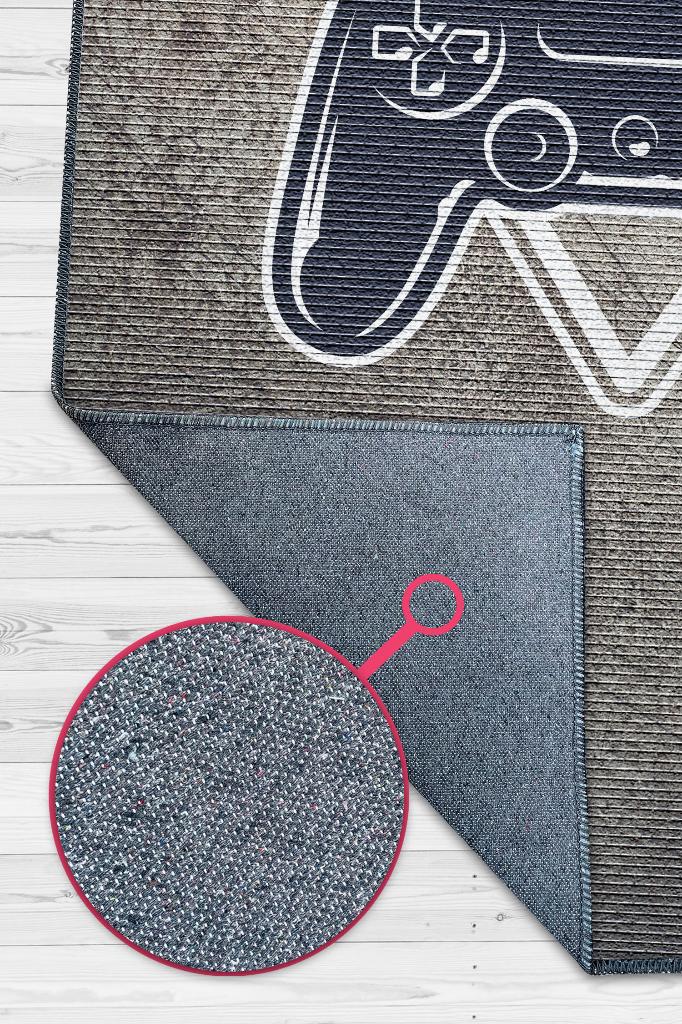 Gaming Kahve Renkli Oyuncu Halısı Bej Renk Gamer Temalı Halı Oyuncuya Hediye Gölgeli Halı