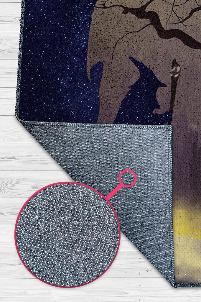 Gandalf Film Desenli Mavi Sarı Renkli Yüzüklerin Efendisi Halısı Modern Film Temalı Halı