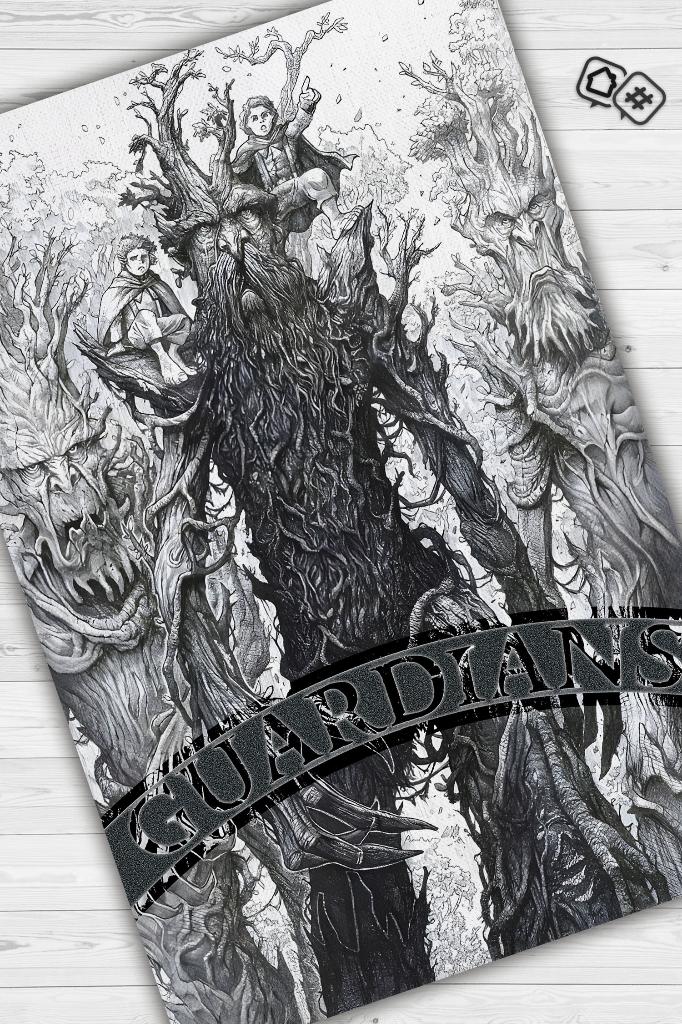 Gardiyanlar Film Desenli Gri Renkli Yüzüklerin Efendisi Halısı Geometrik Film Temalı Halı