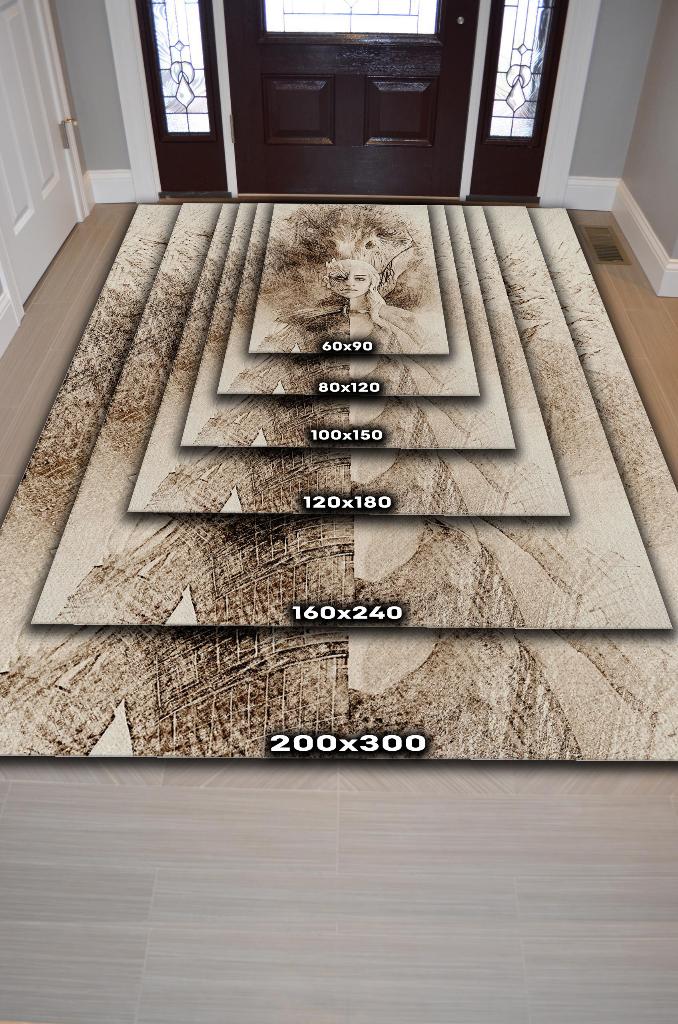 Gece ve Gündüz Film Desenli Halı Game Of Thrones Film Halısı Bej Renk Dokulu Film Serisi Halı