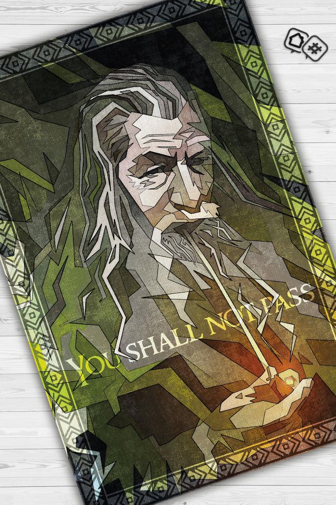 Geçiş Yok Film Desenli Yeşil Renkli Yüzüklerin Efendisi Halısı Geometrik Film Temalı Halı