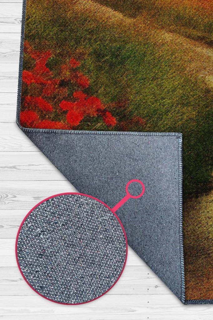 Gelincikler Çok Renkli Halı Manzara Temalı Figürlü Salon Halısı Dijital Baskı Tasarım Halı