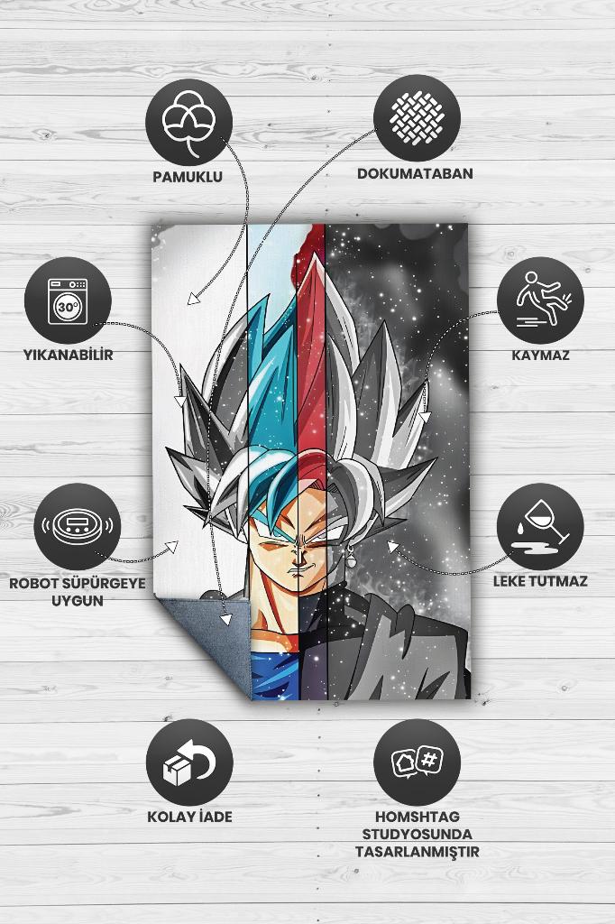Goku Çok Renkli Halı Modern Anime Halısı Modern Hediyelik Anime Sever Halısı