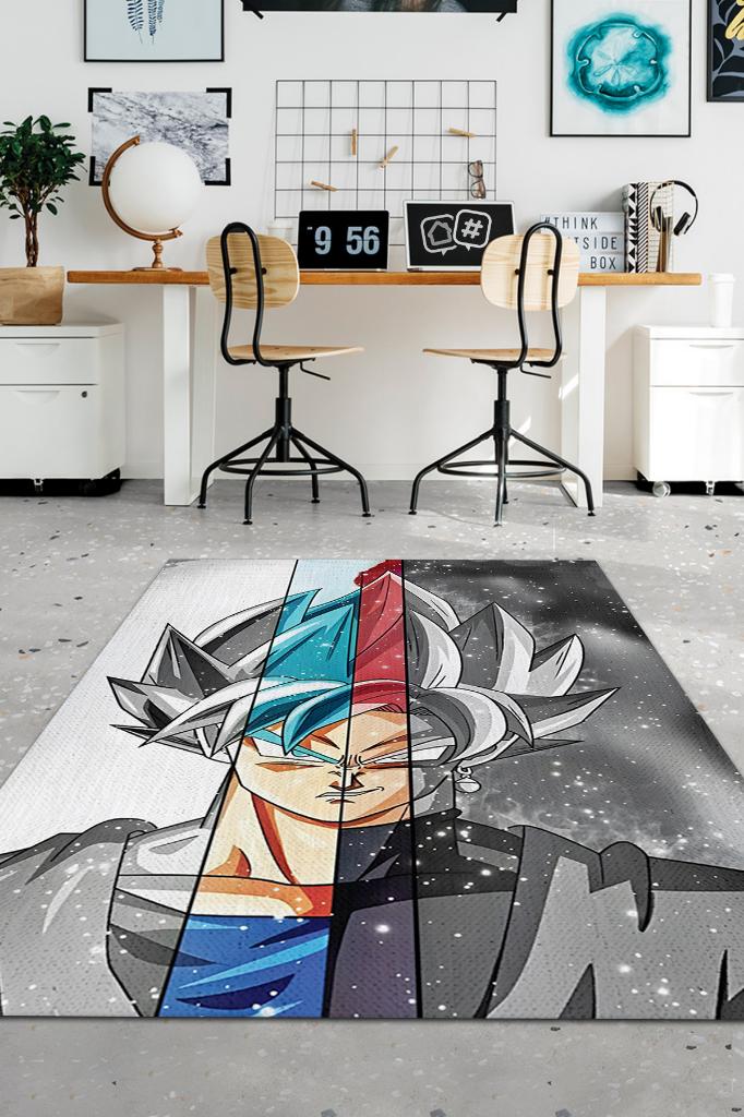 Goku Çok Renkli Halı Modern Anime Halısı Modern Hediyelik Anime Sever Halısı