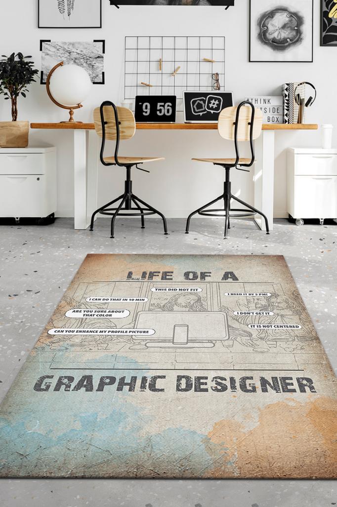 Grafikerin Hayatı Dekoratif Tasarımcı Halısı