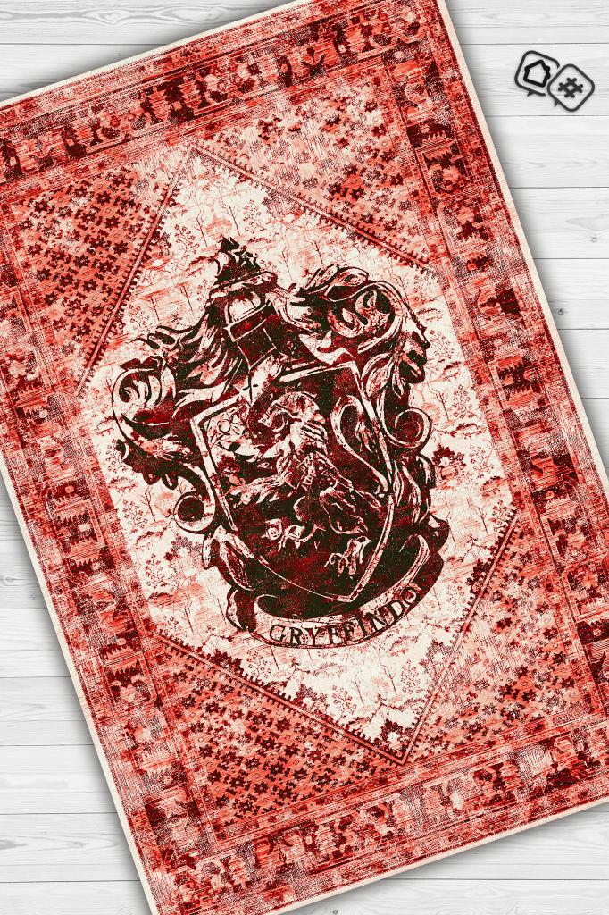 Gryffindor Harry Potter Desenli Halı Kırmızı Renkli Halı Harry Potter Film Sever Halısı