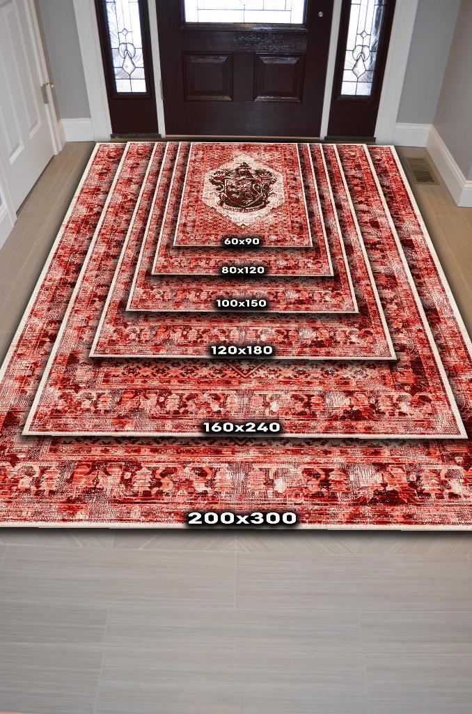 Gryffindor Harry Potter Desenli Halı Kırmızı Renkli Halı Harry Potter Film Sever Halısı