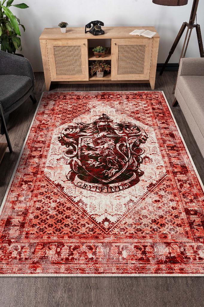 Gryffindor Harry Potter Desenli Halı Kırmızı Renkli Halı Harry Potter Film Sever Halısı