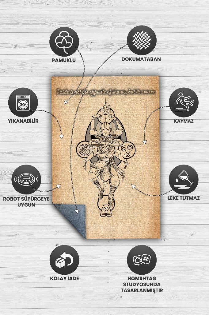 Gurur Utancın Kaynağı Bej Renkli Anime Halısı Dokuma Anime Sever Halısı Hediyelik Halı