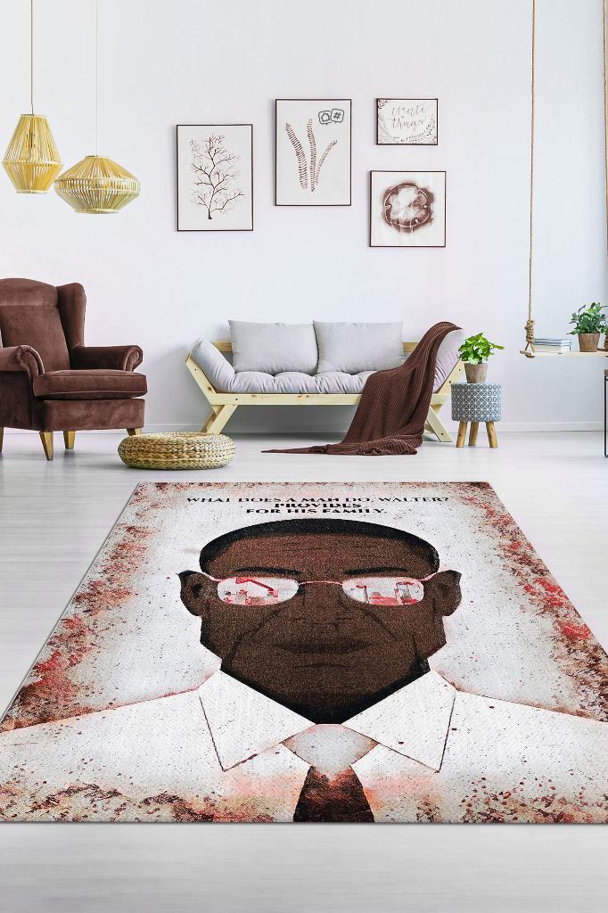 Gustavo Film Desenli Halı Breaking Bad Film Halısı Çok Renkli Dokulu Film Serisi Halısı