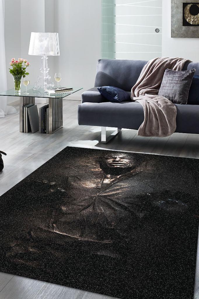 Han Solo Star Wars Desenli Halı Siyah Renkli Halı Star Wars Film Sever Halısı Modern Halı