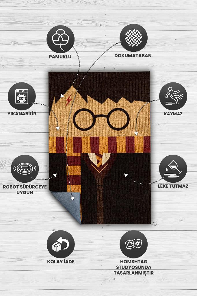 Harrycraft Harry Potter Desenli Çok Renkli Halı Geometrik Harry Potter Film Sever Halısı