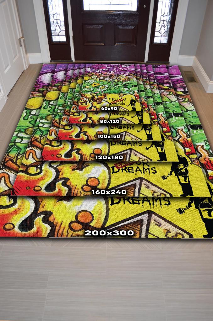 Hayaller İptal Graffiti Temalı Renkli Hediyelik Genç Odası Halısı Geometrik Graffiti Halısı