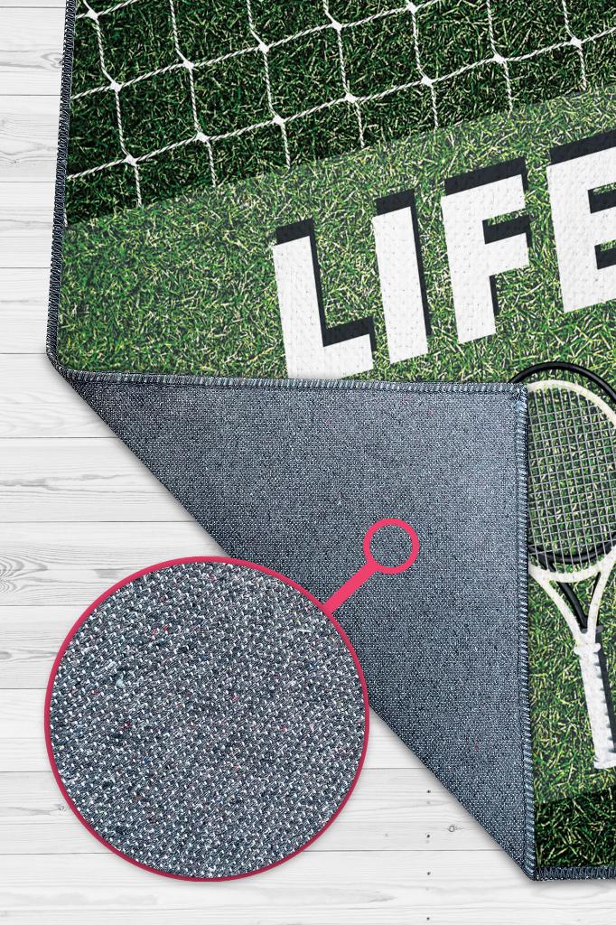 Hayat Tenisle Güzel Yeşil Renk Halı Spor Sever Halısı Spor Severler Tasarım Hediyelik Halı