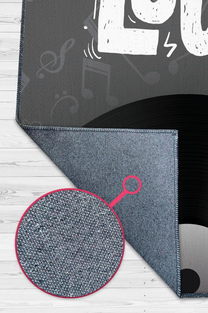 Hayatı Sesli Yaşa Gri Siyah Koyu Renkli Halı Art Müzik Halı Müzisyene Hediye Halı