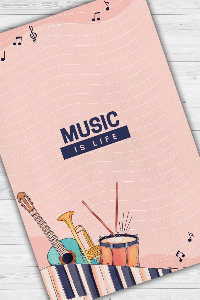 Hayatım Müzik Art Müzik Halısı Müzik Sever Halısı Enstrüman Figürlü Renkli Modern Halı