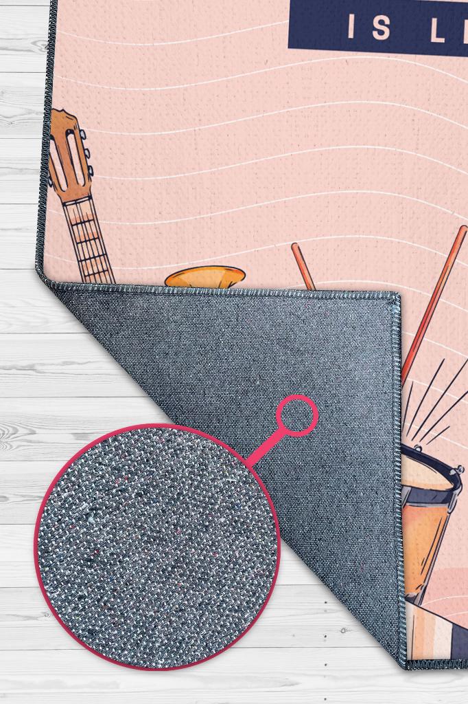 Hayatım Müzik Art Müzik Halısı Müzik Sever Halısı Enstrüman Figürlü Renkli Modern Halı