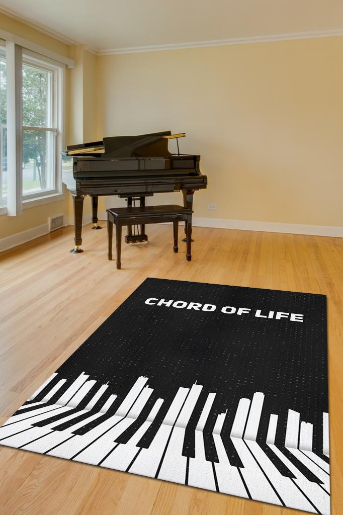Hayatın Akordu Siyah Müzik Sever Halısı Art Müzik Halısı Piyanist Halısı Müzisyene Hediye
