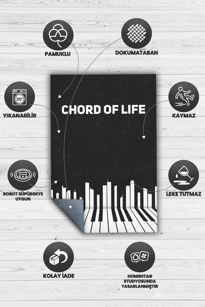 Hayatın Akordu Siyah Müzik Sever Halısı Art Müzik Halısı Piyanist Halısı Müzisyene Hediye