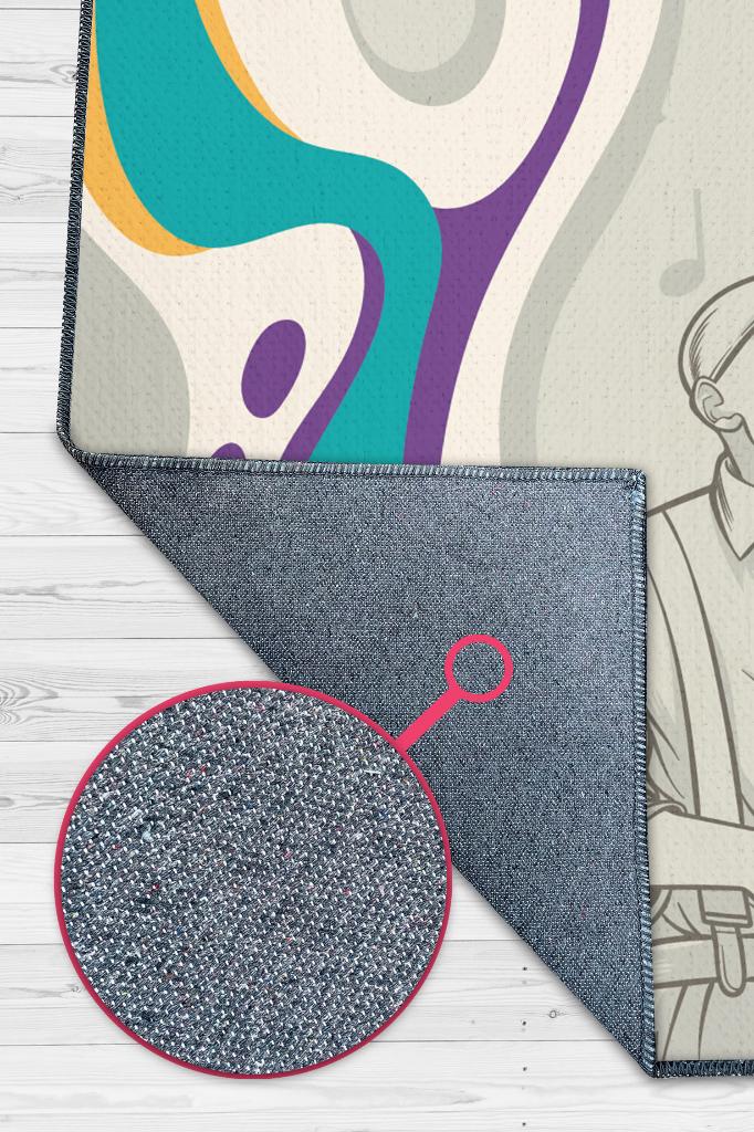 Hayatta ve Cazda Yanlış Nota Yok Çok Renkli Müzik Halısı Caz Sever Halı Müzisyene Hediye