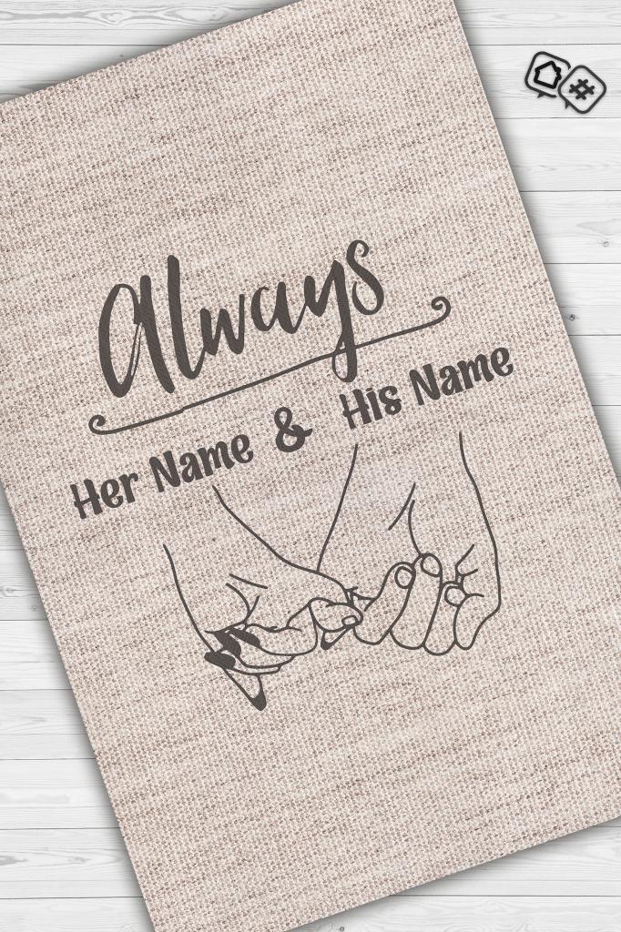 Her Zaman Kişiye Özel Kişiselleştirilebilir Halı Bej Renk Hediyelik Sevgiliye Özel Halı