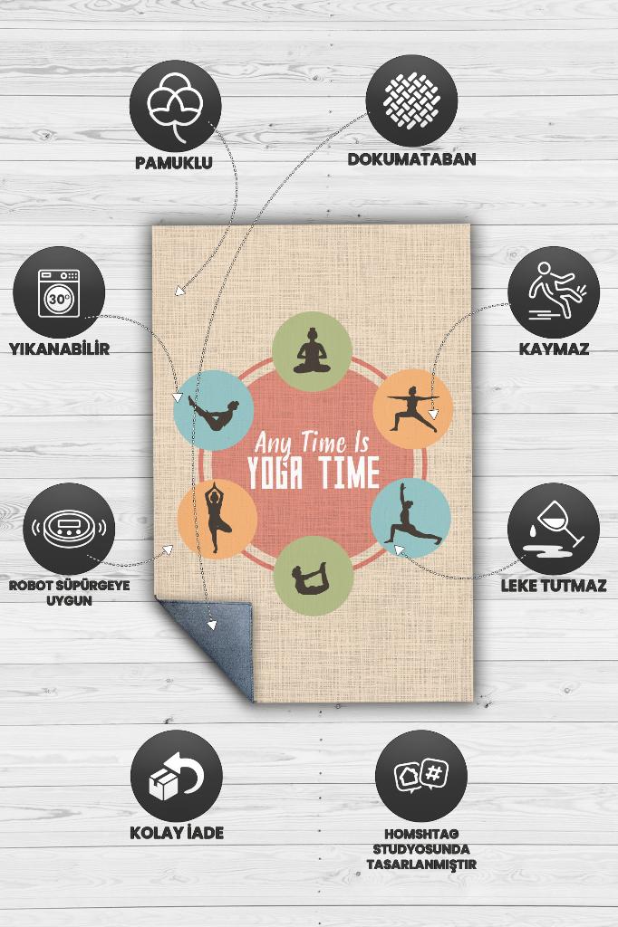 Her Zaman Yoga Vakti Bej Renkli Yoga Sever Halısı Renkli Yoga Sever Halısı Hediyelik Halı