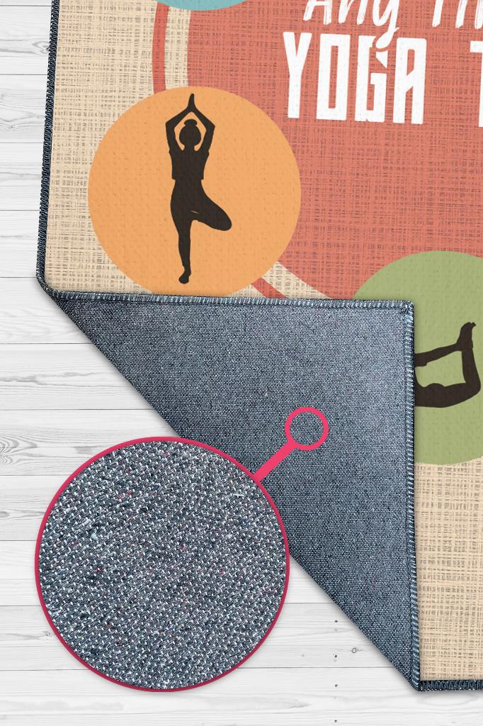 Her Zaman Yoga Vakti Bej Renkli Yoga Sever Halısı Renkli Yoga Sever Halısı Hediyelik Halı