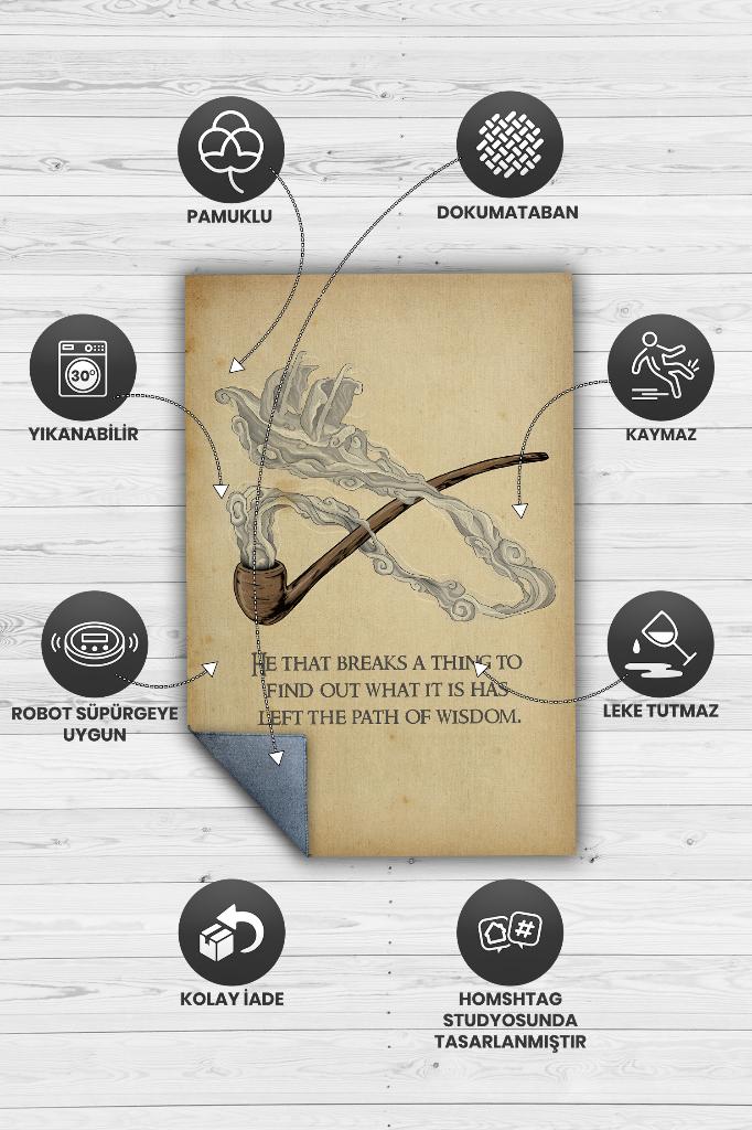 Hikmetin Yolu Film Desenli Bej Renkli Yüzüklerin Efendisi Halısı Film Sever Temalı Halı