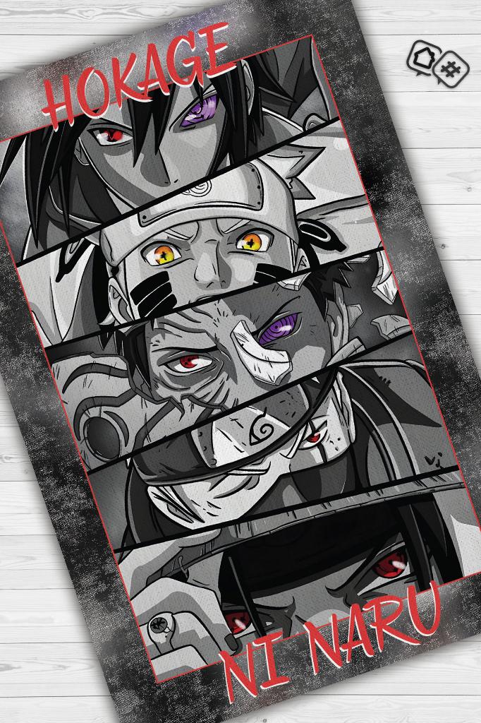 Hokage Oldum Siyah Beyaz Renkli Anime Halısı Modern Halı Dokuma Taban Anime Sever Halısı