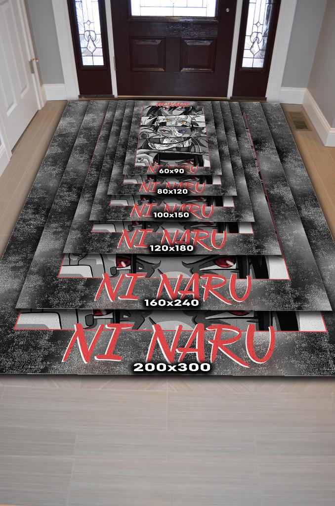 Hokage Oldum Siyah Beyaz Renkli Anime Halısı Modern Halı Dokuma Taban Anime Sever Halısı