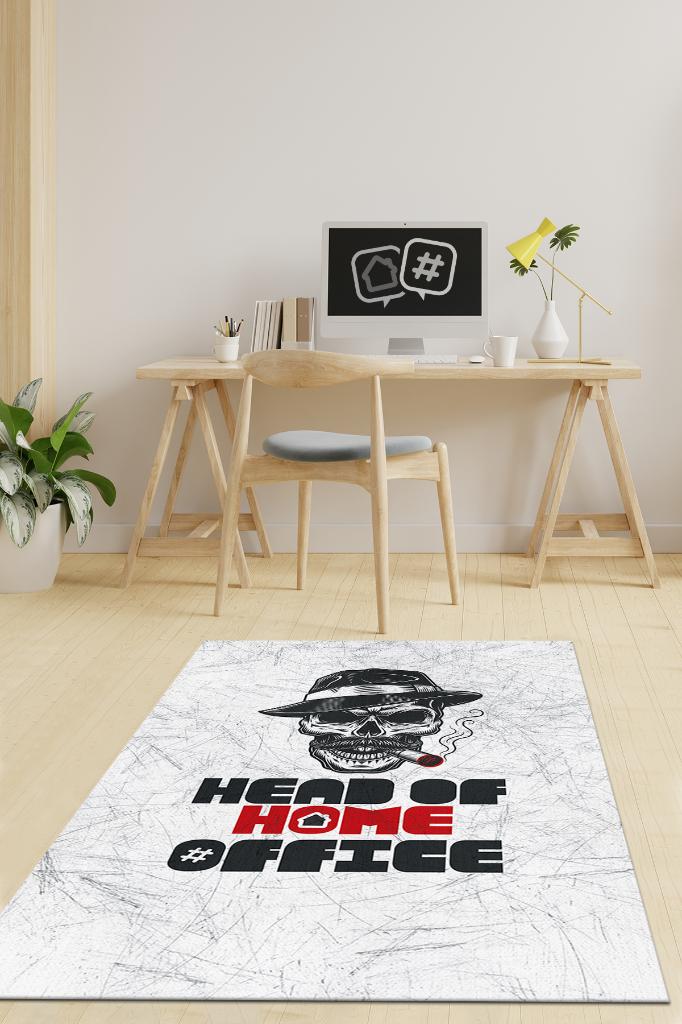 Home Office Patronu Açık Gri Yazılı Ofis Halısı Özel Tasarım Baskı Halı Yıkanabilir Dekoratif Home Office Halı