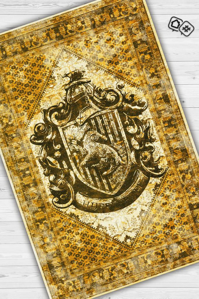 Hufflepuff Geleneksel Harry Potter Desenli Halı Çok Renkli Halı Harry Potter Film Halısı